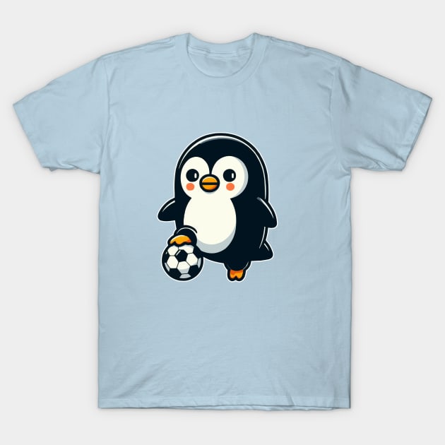 penguin as soccer player with soccer ball T-Shirt by fikriamrullah